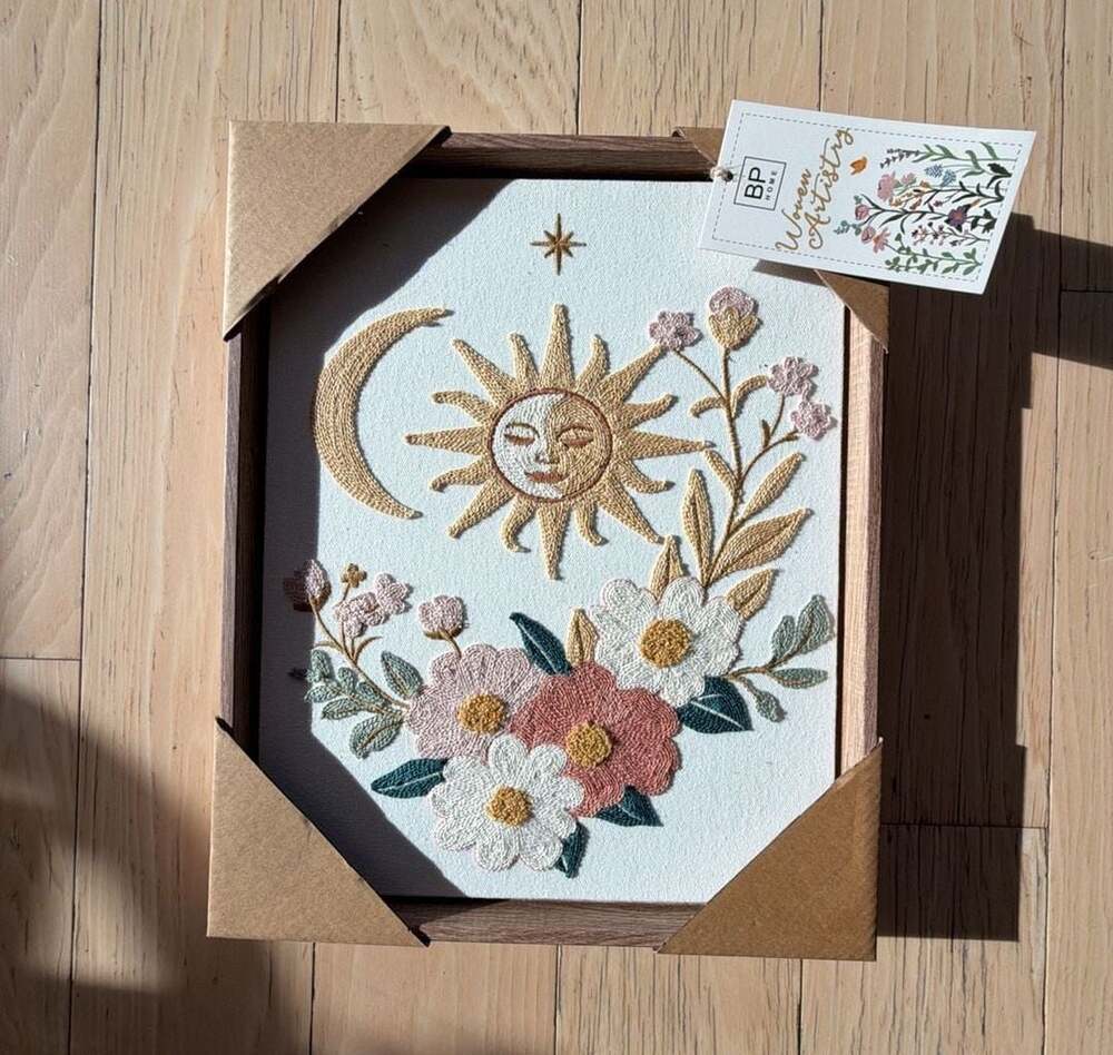 BP Home Woven Artistry Sun And Moon Yellow Flowers Art
